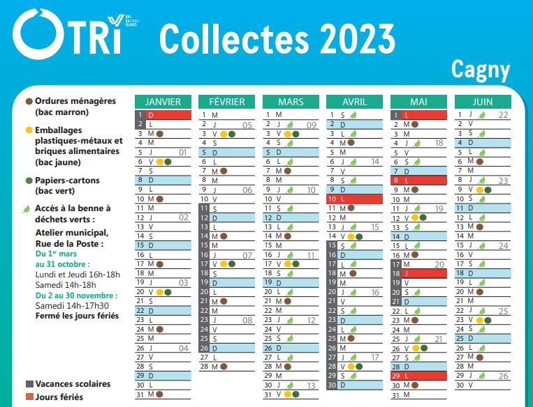 Calendrier collectes 2023